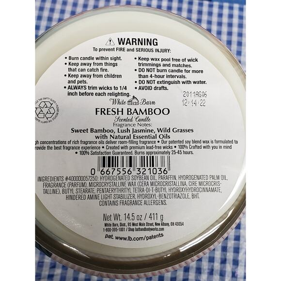 BBW Fresh Bamboo Large 3 Wick Candle Home Fragrance Home Fragrance Decor - Picture 2 of 2